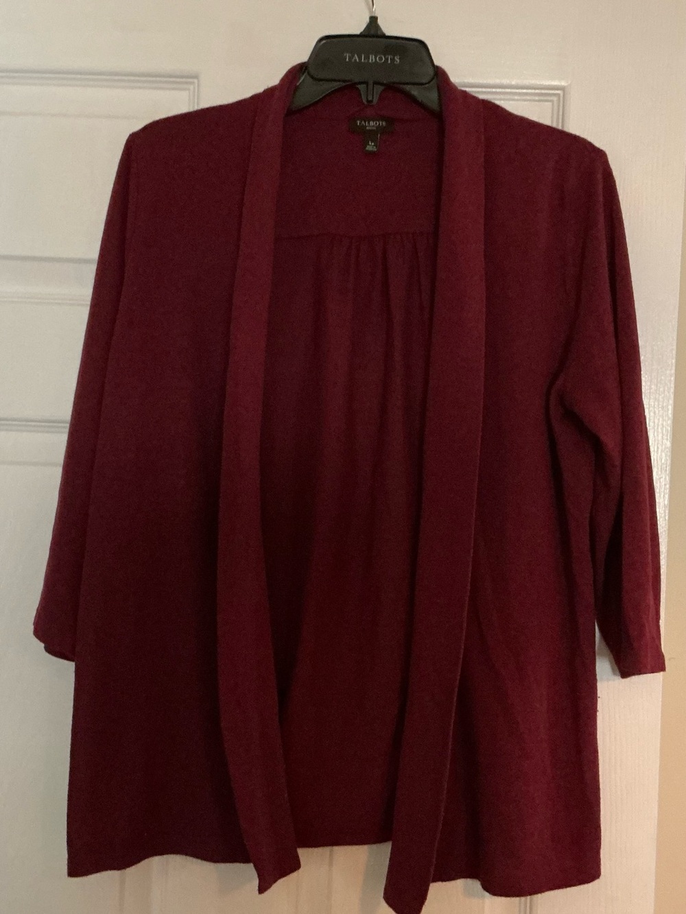 Talbots Open-Front Cardigan Sweater - Wine/Deep Burgundy